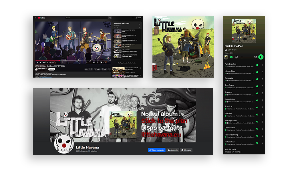 Recentprojects-sticktotheplan-littlehavana Réalisations récentes : album de little havana, Visuels de Spotify, Youtube, la pochette de l'album et facebook